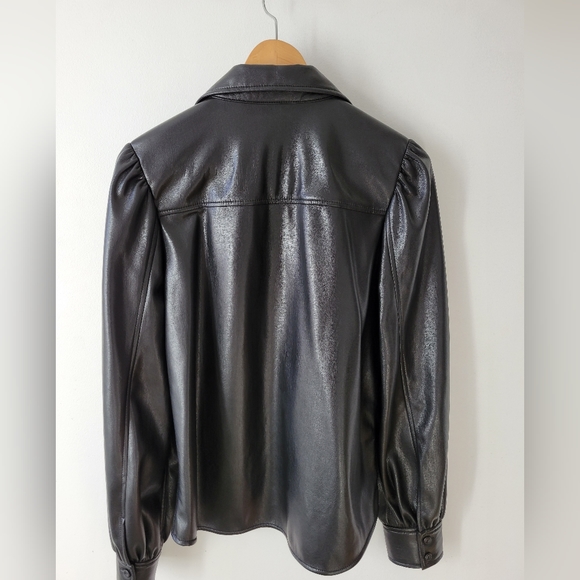 Aritzia Wilfred Mila Vegan Leather Blouse-Black - Picture 6 of 10